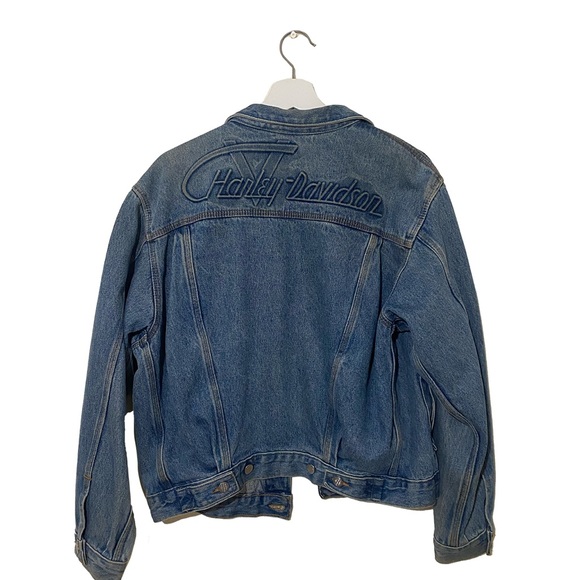 Vintage Harley Davidson embossed denim jacket - Picture 2 of 2